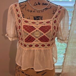 Boho cropped top size Small